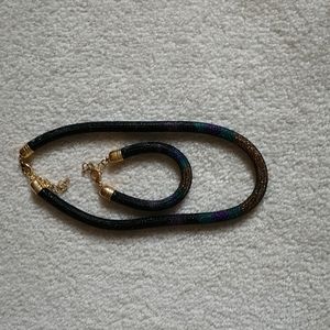 Mesh encased beads necklace & bracelet